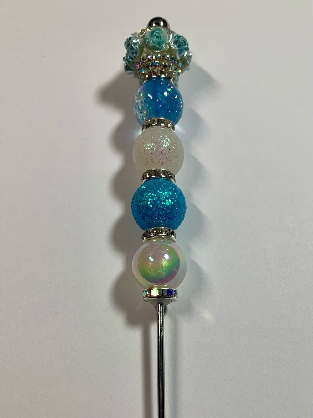 Sparkling Blue & White Pokey Tool - 6”
